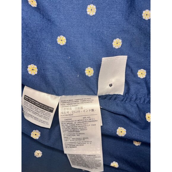 Levis Mens Navy Blue Long Sleeve Button-Up Shirt With Yellow Floral Print Size M - Picture 6 of 8